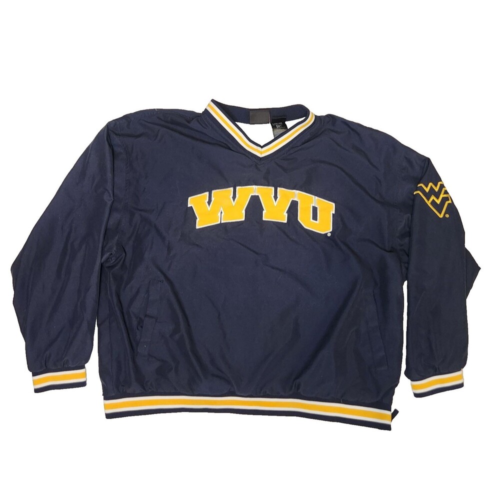 Vtg.  WVU Pullover V Neck Lined Windbreaker Jackets Sweatshirt Team Athletics Lg
